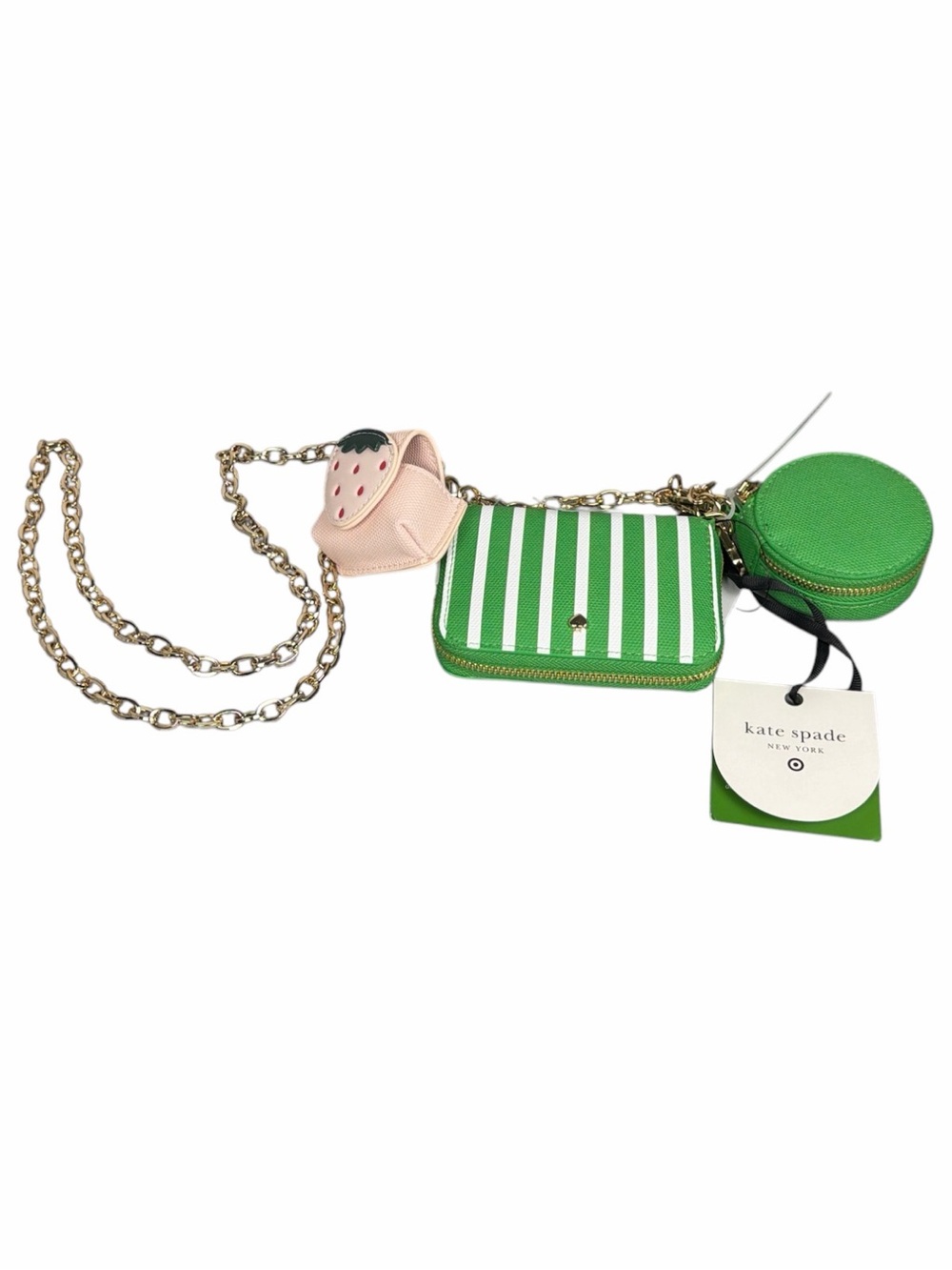 Kate Spade x Target Green Stripe Mini Crossbody Wallet Pouch Set NWT - Picture 3 of 8